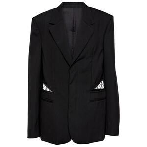 New DION LEE Lace-trimmed Cutout Wool Blazer In Black Size US 4/ Small $1494